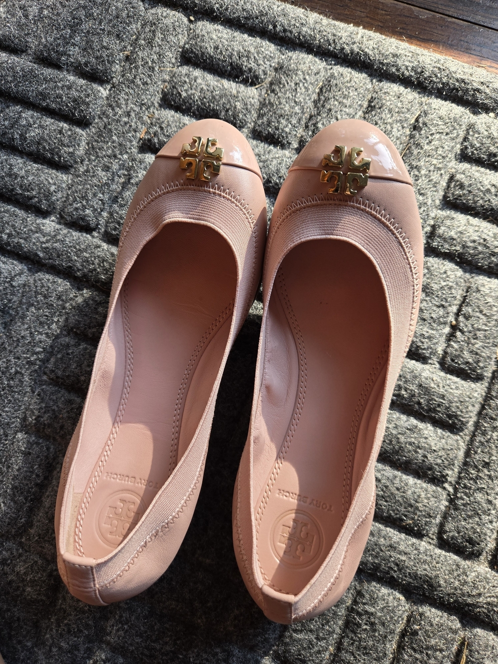 Tory Burch Blush Pink Ballet Flats with Gold Logo